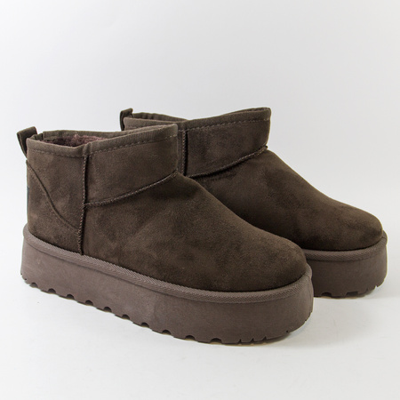 Śniegowce damskie EMU Botki na platformie brązowe ocieplane na zimę VL241