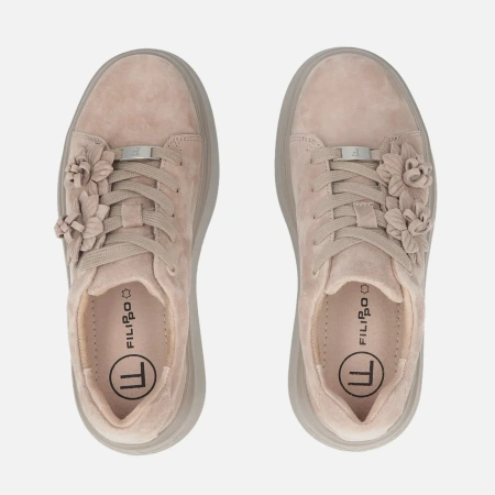 Filippo DP7987 Beżowe sneakersy damskie zamszowe na platformie 