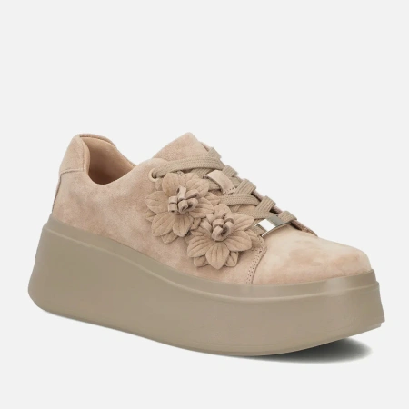 Filippo DP7987 Beżowe sneakersy damskie zamszowe na platformie 