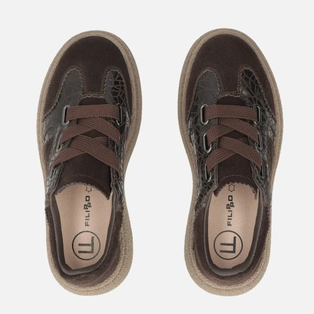 Filippo 7978 brązowe sneakersy damskie skórzane na platformie