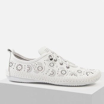 Półbuty damskie VENEZIA Białe sportowe Lekkie trampki skórzane ażurowe R164