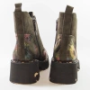Artiker 59C0250 Botki damskie skórzane zamszowe khaki w kwiaty