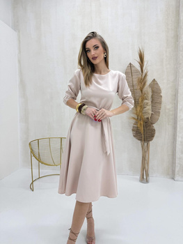 Elegancka sukienka damska A&I Beżowa koktajlowa Midi na wesele