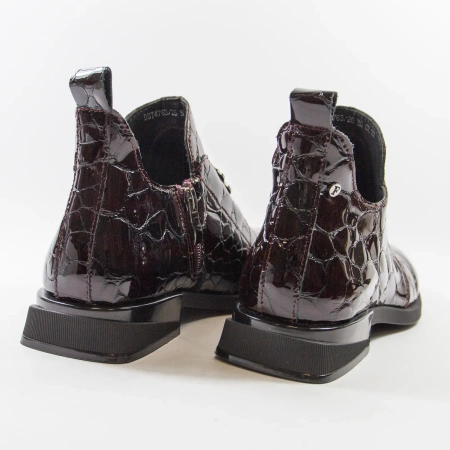 Filippo DBT4763 Bordowe botki damskie skórzane lakierowane