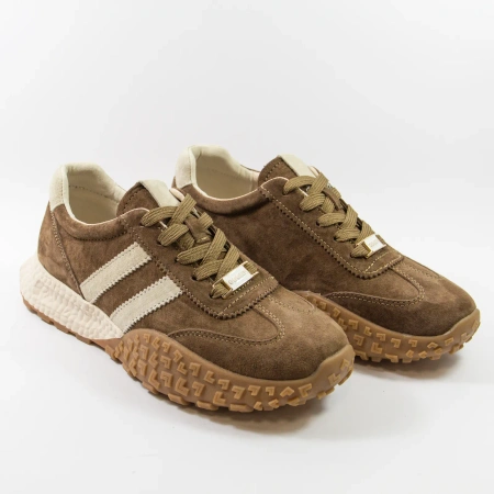 Goodin 1090 brązowe sneakersy damskie zamszowe na platformie