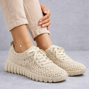 T. Sokolski IFS 1982 sneakersy damskie beżowe ażurowe lekkie półbuty
