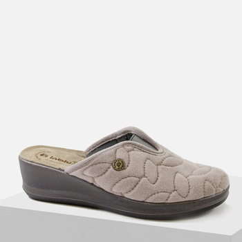 Kapcie damskie ciepłe beżowe INBLU pantofle domowe zakryte palce