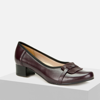 Półbuty damskie GALANT 2788 Bordowe Skórzane Czółenka