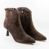 Cambell 98340 Brązowe zamszowe botki damskie na obcasie 7 cm