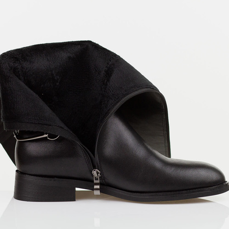 Kozaki damskie CAMBELL Czarne skórzane muszkieterki długie ocieplane 60333