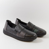 Półbuty damskie CAMBELL Czarne skórzane wsuwane slip'on 15300