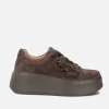 Filippo DP7987 Brązowe sneakersy damskie zamszowe na platformie