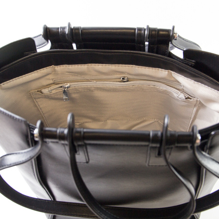 Torebka damska Shopperka Czarna Z paskami 885587