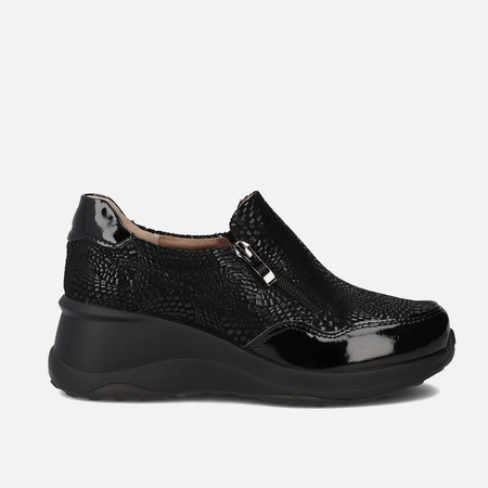 Sneakersy damskie FILIPPO Czarne skórzane półbuty na koturnie 6473