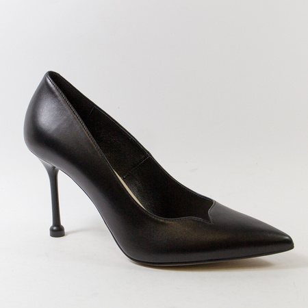 Czółenka damskie KOTYL Szpilki Skórzane Czarne na obcasie eleganckie 8525