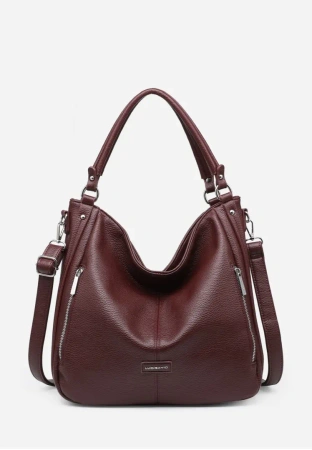 Luigisanto F8004-5 bordowa torebka damska shopperka A4 z kieszeniami