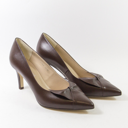 Czółenka damskie KOTYL Szpilki Skórzane Brązowe na obcasie eleganckie 3759