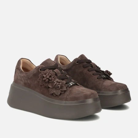 Filippo DP7987 Brązowe sneakersy damskie zamszowe na platformie