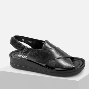 Sandały damskie SOHO 1635 Skórzane Czarne na koturnie
