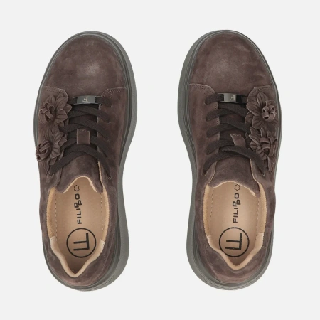 Filippo DP7987 Brązowe sneakersy damskie zamszowe na platformie