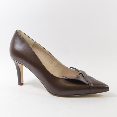 Czółenka damskie KOTYL Szpilki Skórzane Brązowe na obcasie eleganckie 3759