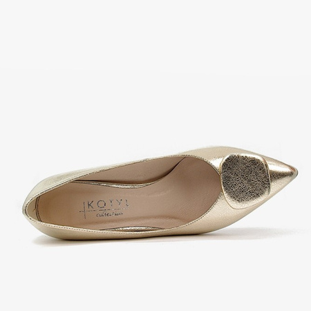 Kotyl 5417 czółenka damskie złote skórzane eleganckie wygodne