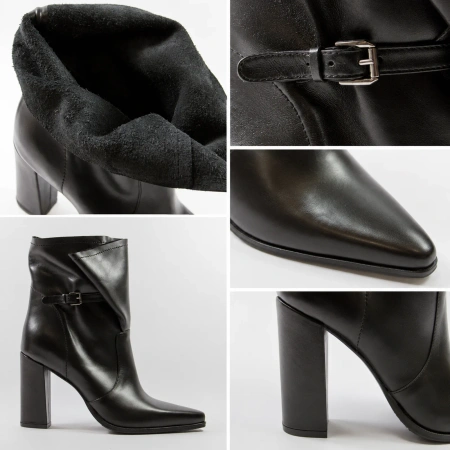 MAGZA 2992 eleganckie czarne botki damskie skórzane na jesień