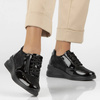 Filippo DP6352 sneakersy damskie skórzane czarne na koturnie
