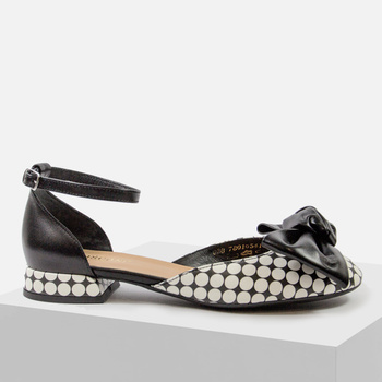 Czółenka damskie VISCONI Czarno białe sandały eleganckie skórzane 7801