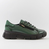 Sneakersy damskie CAMBELL Zielone skórzane półbuty na platformie 19305