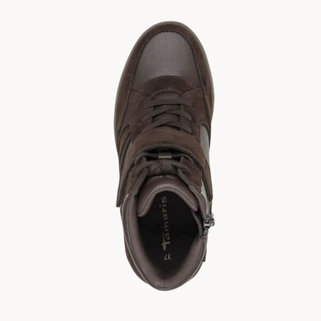 Tamaris 25282 Brązowe wysokie sneakersy damskie skórzane
