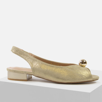 Sandały damskie T.SOKOLSKI Złote eleganckie wsuwane na obcasie L25-316