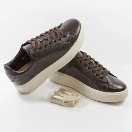 Cambell 19379 brązowe sneakersy damskie skórzane na platformie