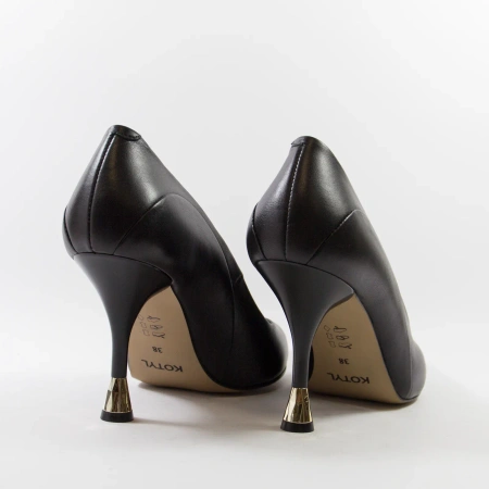 Kotyl 8521 Czarne czółenka damskie skórzane na szpilce 9cm