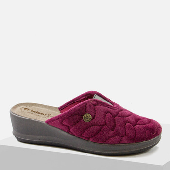 Kapcie damskie ciepłe bordowe INBLU pantofle domowe zakryte palce