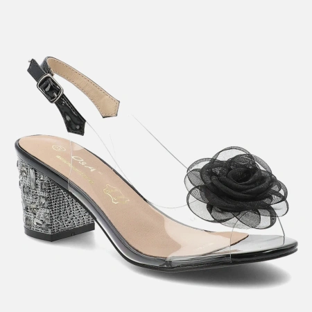 D&A MR61-9011 Eleganckie sandały damskie czarne transparentne silikonowe