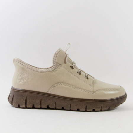 Półbuty damskie RIEKER Beżowe sportowe sneakersy Antistress wsuwane N1357