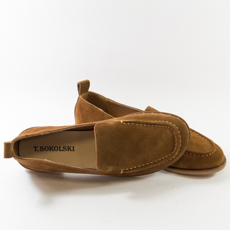 T.Sokolski 7714 półbuty damskie barefoot zamszowe brązowe mokasyny