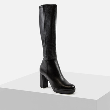 Kozaki damskie LAURA PIACCI 3026 Skórzane Lycra ocieplane na obcasie