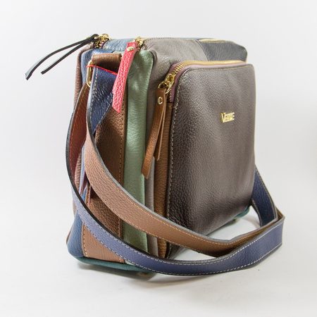 Torebka damska VEZZE Listonoszka Skórzana Kolorowa Trzykomorowa V004