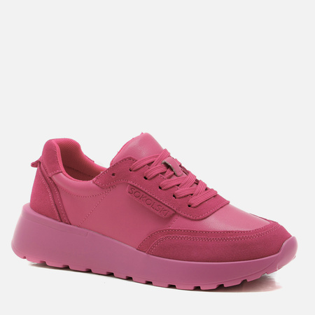 Półbuty damskie T.SOKOLSKI Różowe Skórzane sneakersy na platformie W25-611