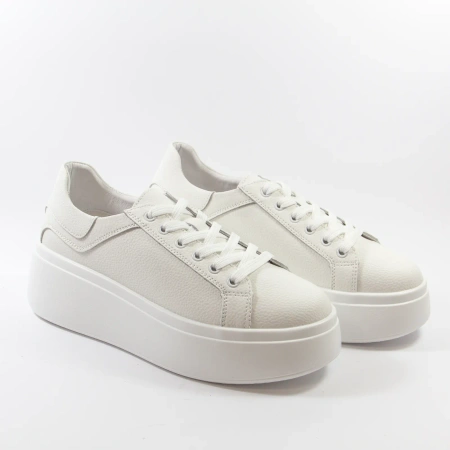 Goodin 1072 białe sneakersy damskie skórzane na platformie