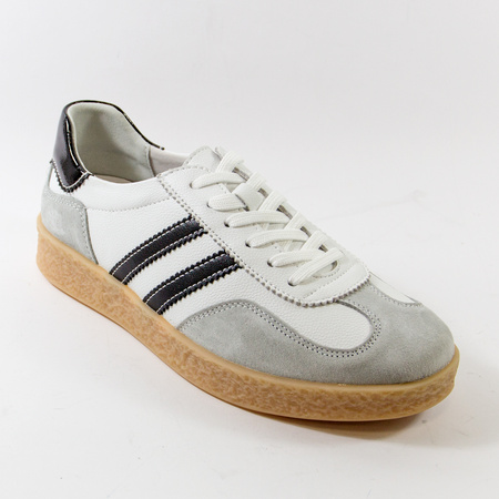 GOODIN 2102 biało-szare sneakersy damskie skórzane retro