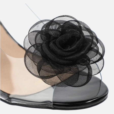 D&A MR61-9011 Eleganckie sandały damskie czarne transparentne silikonowe