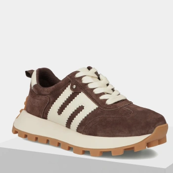 Filippo 6743 brązowe sneakersy damskie zamszowe na platformie