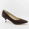 Kotyl 5459 Brązowe czółenka damskie zamszowe na niskiej szpilce