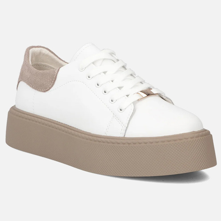 Filippo 6119 białe sneakersy damskie skórzane na platformie