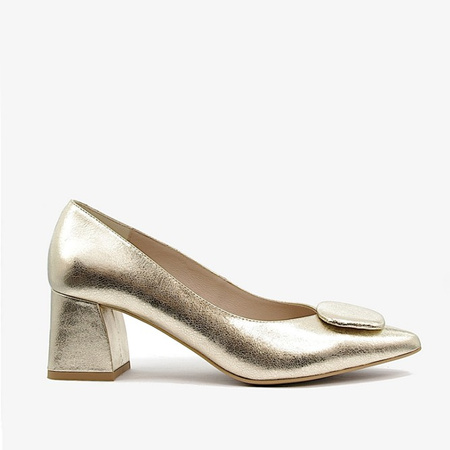 Kotyl 5417 czółenka damskie złote skórzane eleganckie wygodne