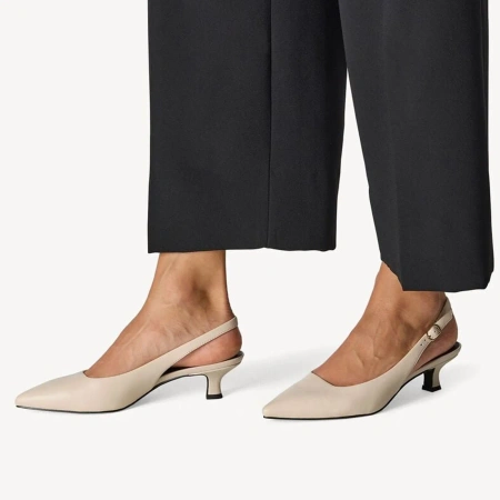 Marco Tozzi 29514 czółenka damskie beżowe slingback skóra