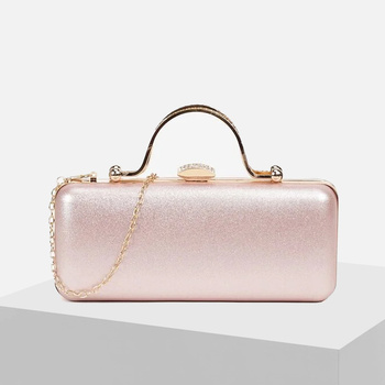 Szampańska wieczorowa kopertówka Puzderko wizytowe z Rączką Wykończona Cyrkoniami i Łańcuszkiem